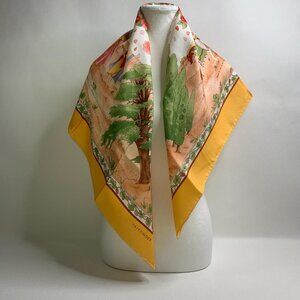 Taittinger Vintage Italian Silk Scarf – Illustrated Landscape 34x34